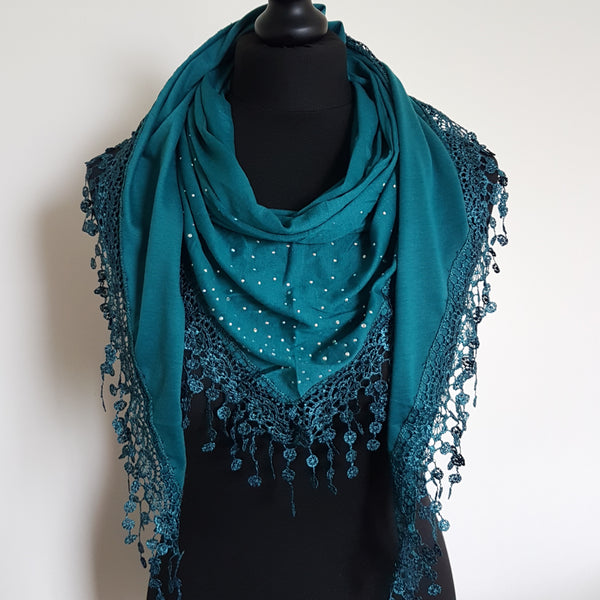 Teal summer triangle scarf