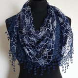 Blue sunflowers triangle scarf