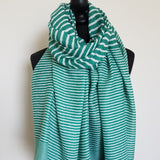 Coastal green & white stripe scarf