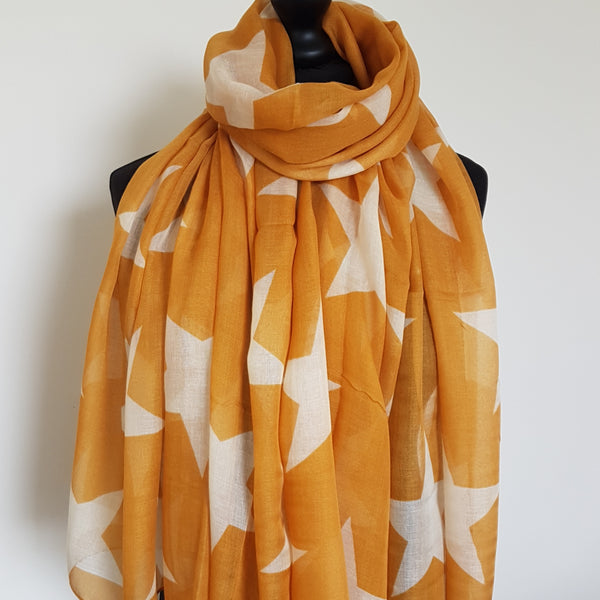 Mustard yellow big stars scarf