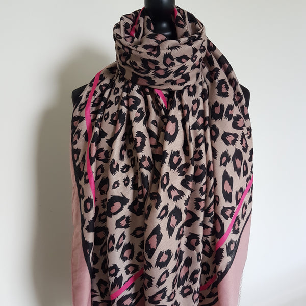 Pink leopard print scarf 