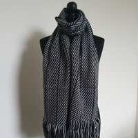 Zigzag Knitted Tassel Scarf