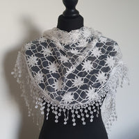 White Sunflower Triangle Scarf