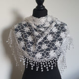 White Sunflower Triangle Scarf
