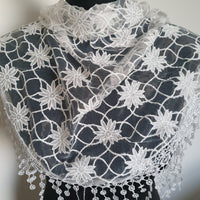 White Sunflower Triangle Scarf