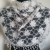White Sunflower Triangle Scarf