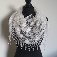 White Sunflower Triangle Scarf
