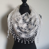 White Sunflower Triangle Scarf
