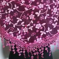 Fuchsia floral triangle summer scarf