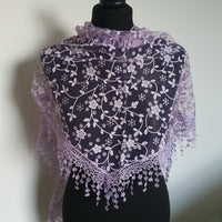 Lilac floral glitter triangle scarf