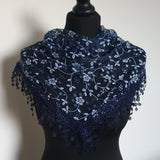 Blue floral glitter triangle scarf