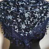 Blue floral glitter triangle scarf