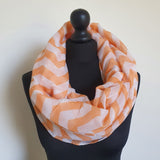 Orange & white zig zag infinity scarf