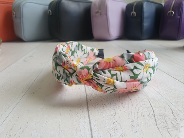 Green floral head alice band