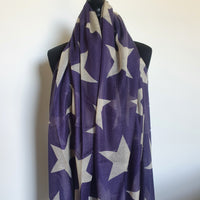 Cream & purple big star scarf