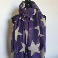 Cream & purple big star scarf