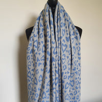 Ocean Blue & Grey Reversible Heart Scarf