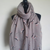 Grey puffin scarf