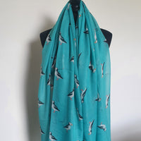 Turquoise puffin scarf