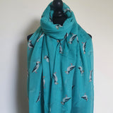 Turquoise puffin scarf