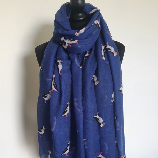 Blue puffin scarf