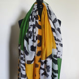 Green & mustard leopard print scarf
