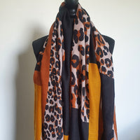 Mustard leopard print scarf