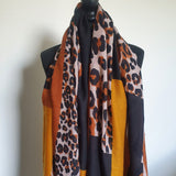 Mustard leopard print scarf