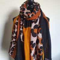 Mustard leopard print scarf