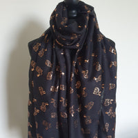 Black gold foil rabbit scarf