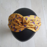 Yellow with purple ditsy flowers headband
