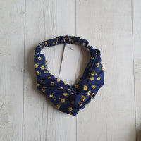 Blue with yellow ditsy flowers headband