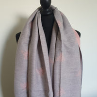 Pink & grey reversible bee soft scarf