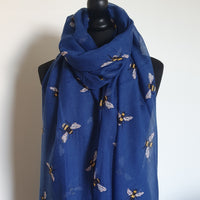 Navy blue bee scarf