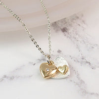 Double heart silver plated necklace