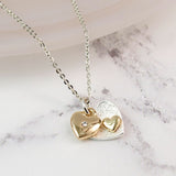 Double heart silver plated necklace