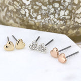 Three gold & silver plated heart earrings