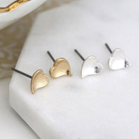 POM Silver & Gold Heart Studs
