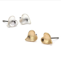 POM Silver & Gold Heart Studs