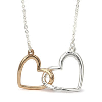 POM Silver & Rose Gold Linked Hearts Necklace