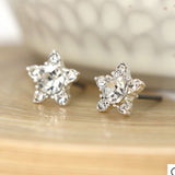 Silver plated star flower stud earrings