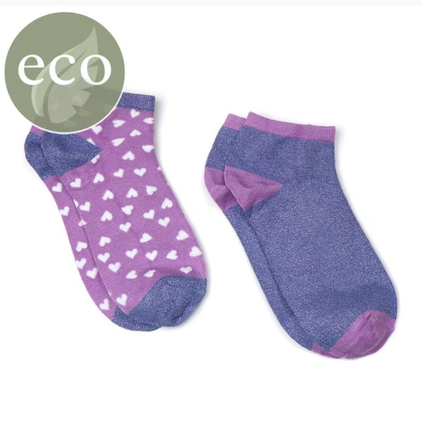 Lilac Heart Duo Ankle Socks