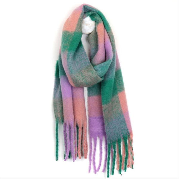 Pink & Green Soft Check Scarf