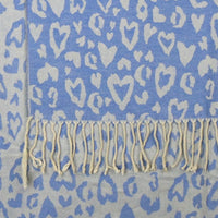 Ocean Blue & Grey Reversible Heart Scarf