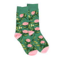 Green & Pink Floral Socks